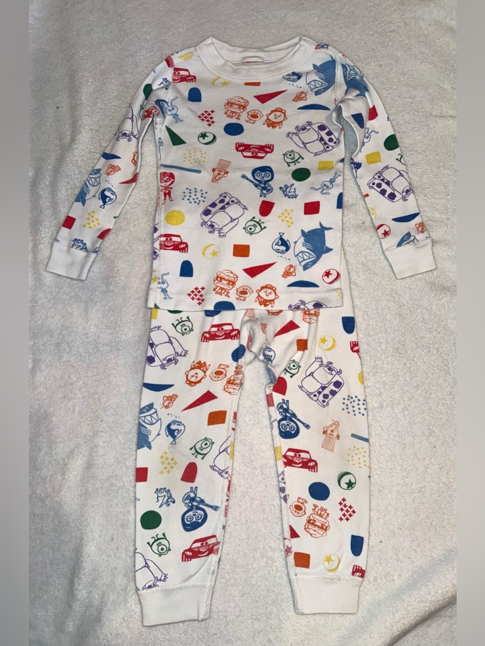 Hanna Andersson Disney Pixar White Long John Pajama Set, size 3T